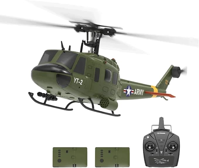 YU Xiang F07 Bell UH-1 Huey RC Helicopter for Adults 1/34 2.4G 6CH Brushless Direct-Drive 3D/6G Flybarless Advanced RTF RC Helicopter with Optical Flow Positioning - 2PCS Battery