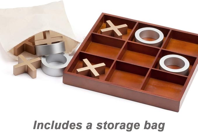 GSE Games &amp Sports Expert 14 Giant Wooden Tic-Tac-Toe Game Set. Classic Family Travel Board Game Great for Office Living Guest Room Coffee Table Décor