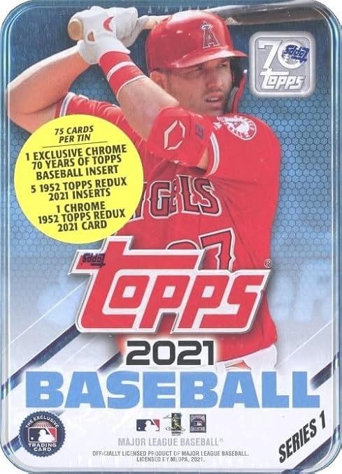2021 Topps Series 1 Baseball Complete 6 Box TIN SET with 450 Cards! Includes Factory Sealed Collectors Tins of Mike Trout Aaron Judge Ronald Acuna Bryce HarperJavier Baez &amp Cody Bellinger!