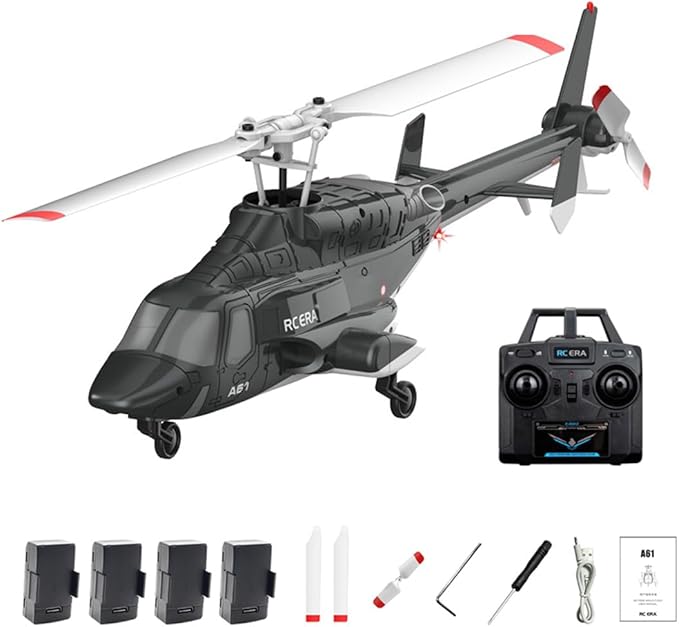 RC ERA A61 Flyingwolf RC Helicopter Model 1:52 Scale Single Rotor 4CH RC Helicopter with Optical Flow Positioning One-Key Start RTF Gyro Stabilized Aircraft for Adults Beginners