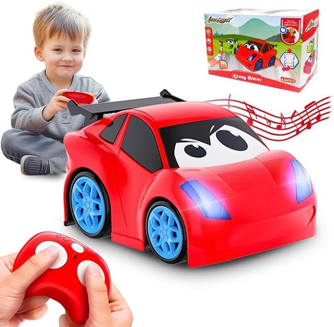 Remote Control Car RC Car Toy with Lights and Sounds for Boys Girls and Toddlers Ages 1-3 2-4 4-7 &amp 3 Years Old