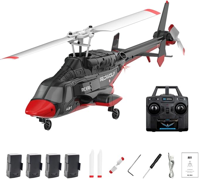 RC ERA A61 Air-Wolf RC Helicopter 1/52 Scale 2.4G 4CH Single Rotor Heli Military Aircraft with One-Key Start Altitude Hold Remote Control for Adults &amp Beginners