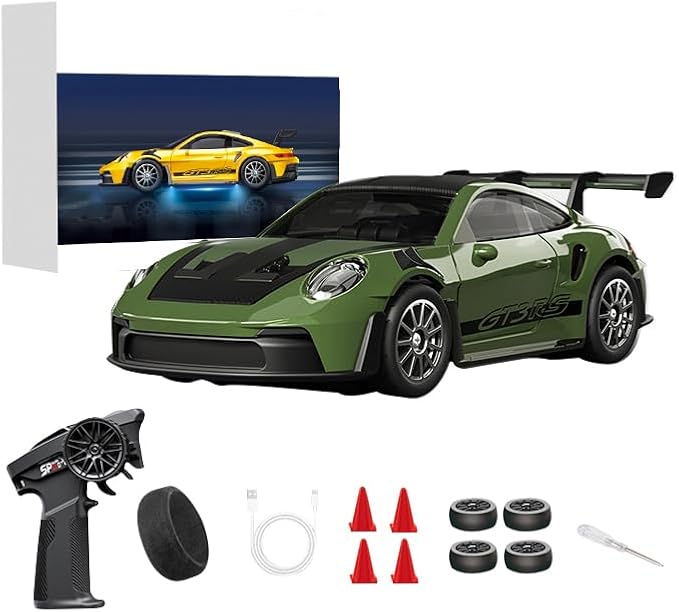 1/43 Scale RC Drift Car 2.4G Full Proportional 4WD Remote Control Car with Gyro Adjustable Speed &amp LED Lights Alloy RC Vehicle for Adult