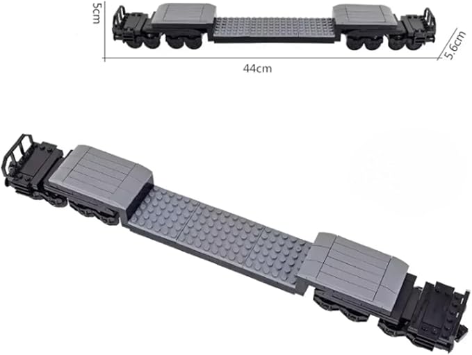 MOC City Creative Building Set – Train Base Wheels Low-Loader Truck &amp Railway Tracks DIY Kit (Compatible with Technical Parts 92339 92088 4025) (1PCS Low-Loader Truck)