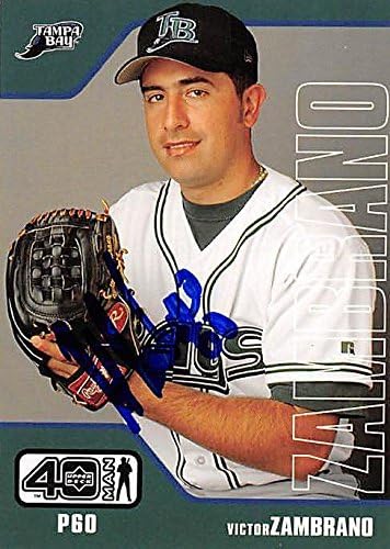 Sports Memorabilia Autograph Warehouse 247710 Victor Zambrano Autographed Baseball Card - Tampa Rays 2002 Upper Deck Fortyman - No. 126