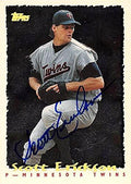 Sports Memorabilia Autograph Warehouse 245114 Scott Erickson Autographed Baseball Card - Minnesota Twins 1995 Topps Cyberstats - No. 385