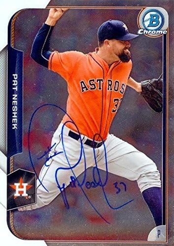 Sports Memorabilia Autograph Warehouse 248133 Pat Neshek Autographed Baseball Card - Houston Astros 2015 Topps Bowman Chrome - No. 96