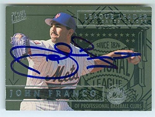 Sports Memorabilia Autograph Warehouse 246992 John Franco Autographed Baseball Card - New York Mets 1995 Fleer Ultra - No. 10 NL Saves Leader