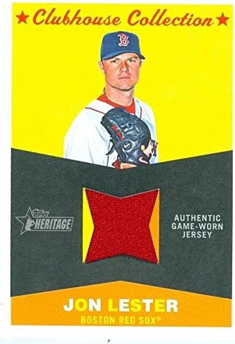 Sports Memorabilia Autograph Warehouse 343594 Jon Lester Player Worn Jersey Patch Baseball Card - Boston Red Sox 2009 Topps Heritage No. CC-JL