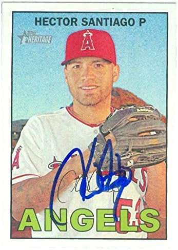 Sports Memorabilia Autograph Warehouse 248045 Hector Santiago Autographed Baseball Card - Los Angeles Angels 2016 Topps Heritage - No. 247