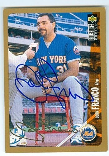 Sports Memorabilia Autograph Warehouse 246810 John Franco Autographed Baseball Card - New York Mets 1996 Upper Deck - No. 220 Gold Signature Edition