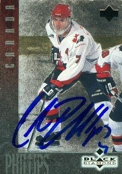Autograph Warehouse 67491 Chris Phillips Autographed Hockey Card Team Canada 1997 Ud Black Diamond No. 57