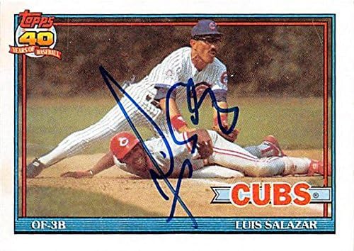 Sports Memorabilia Autograph Warehouse 248460 Luis Salazar Autographed Baseball Card - Chicago Cubs 1991 Topps - No. 614