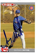 Sports Memorabilia Autograph Warehouse 245845 Sergio Mitre Autographed Baseball Card - Chicago Cubs 2004 Topps Total - No. 740