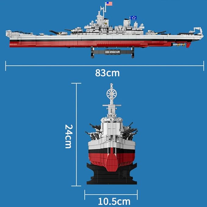 USS Missouri Aircraft Carrier Battleship Building Toys Set WW2 Navy Warship Battleship Building Set Military Building Block Set for Teens and Adults Army Toy for Collectors(2228 PCS)