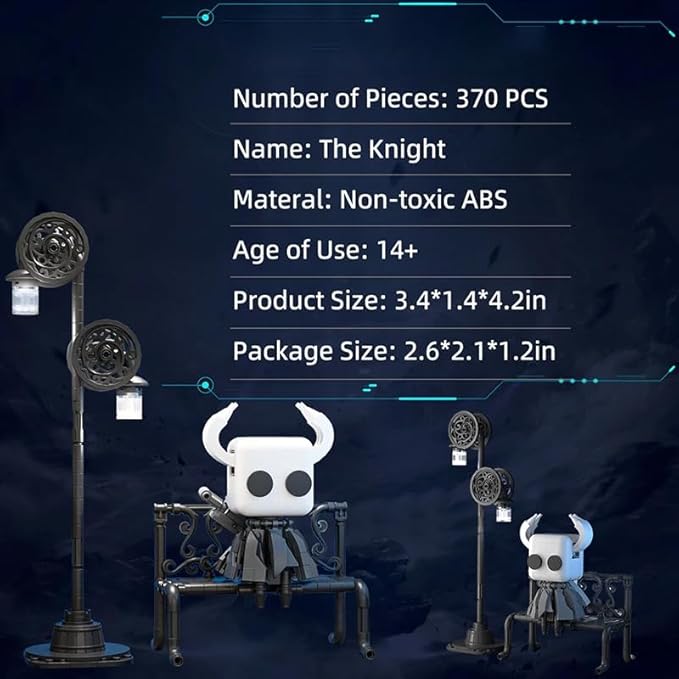 Knight Figure Building Toys Set 370 PCS Game Knight Merch with Light-Up Streetlamp &amp Sword Adult Collectible Display Model