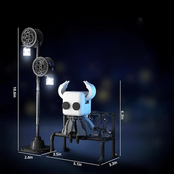 Knight Figure Building Toys Set 370 PCS Game Knight Merch with Light-Up Streetlamp &amp Sword Adult Collectible Display Model
