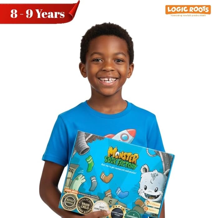 Monster Sock Factory Multiplication and Division Game - Fun Math Board Game for 6-10 Year Olds Easy to Play STEM Toy for Kids at Home Learning Gift for Girls &amp Boys Grade 1 and Up