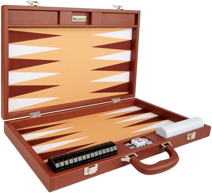 Silverman &amp Co. 19-inch Premium Backgammon Set - Desert Brown Board