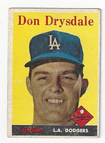 Don Drysdale Collectible Baseball Card - 1958 Topps Baseball Card #25 (Los Angeles Dodgers) Free Shipping