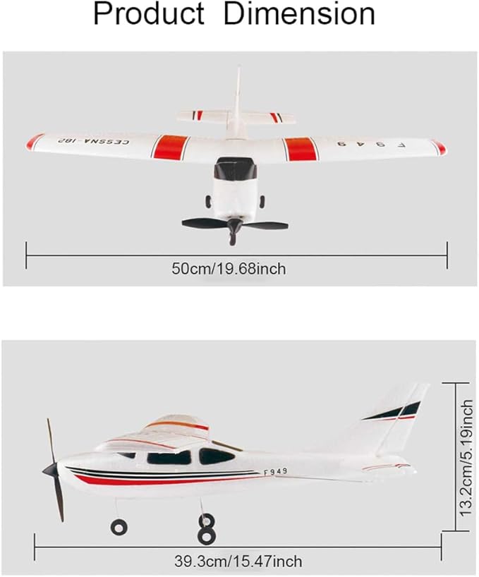 F949 RC Plane 3CH 2.4Ghz Remote Control Airplane EPP 3D6G RTF RC Airplane for Beginners Easy to Fly RC Glider with 2 Batteries Propellers Landing Gear (2BSL)