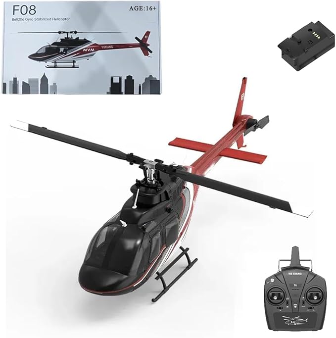 Hanll YUXIANG F08 Bell 206 RC Helicopter for Adults 1/27 2.4G 6CH Brushless Direct-Drive 6G Flybarless RC Helicopter with 6-Axis Gyro Optical Flow Positioning RTF/ 1 Battery