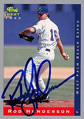 Autograph Warehouse 244894 Rod Henderson Autographed Baseball Card - Montreal Expos44 FT 1993 Classic Best Minor League Rookie - No. 278