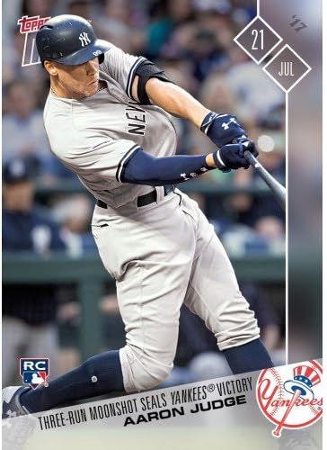 Aaron Judge 2017 Topps Now Rookie Phenom (RC) #379 - Limited Edition Print Run - Shipped in a protective screwdown holder plus bonus includes A 2016 Leaf Babe Ruth card 2017 Topps Gary Sanchez and 20
