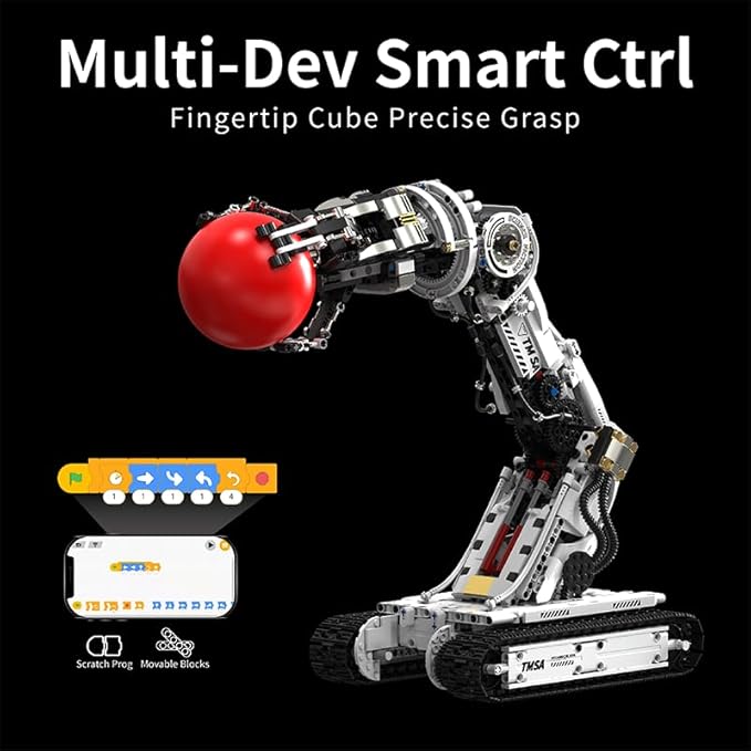 Technical Tracked Robot Arm Building Block KitsSTEM Educational ToysUpgraded Version Remote &amp APP ControlledSet for Boys and Girls 8-14Technical Robotic Arm Set for Adult(1468Pcs)