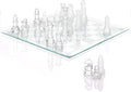 Fine Glass Chess Set Modern Clear Chess Board Set with Solid Clear &amp Frosted Glass Chess Pieces | 12'' Crystal Chess Board Set Felt Padding Included