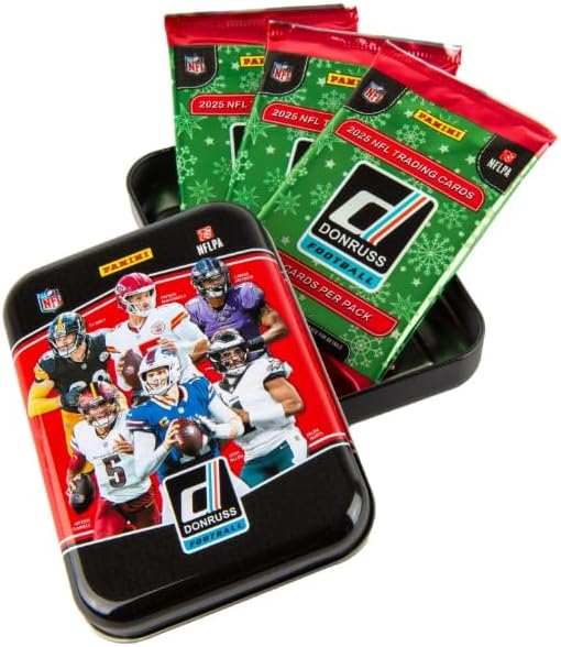 2025 Donruss Football Trading Cards Holiday Tin (15 Cards) (Downtown)