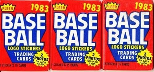 Lot of 3 1983 Fleer Baseball Wax Packs (45 Cards Total) Possible Sandberg Boggs Gwynn Rookie Cards