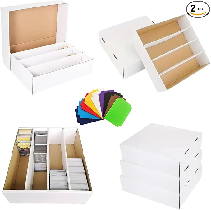 8 Set Sports Card Storage Boxes 3150 Count Bulk Card Trading Cards Collection Box Cardboard Card Storage Box for Card Game Baseball Card Sorting Tray Cases Cards with 10 Dividers Collector Cards Boxes