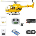 FlyWing BO-105 Scale Four Blade Metal Rotor Head &amp 10CH Transmitter - Remote Control Helicopter GPS &amp 3D Mode Outdoor RC Helicopter RTF for Adult Beginners (Yellow (BO105-RTF-Y))