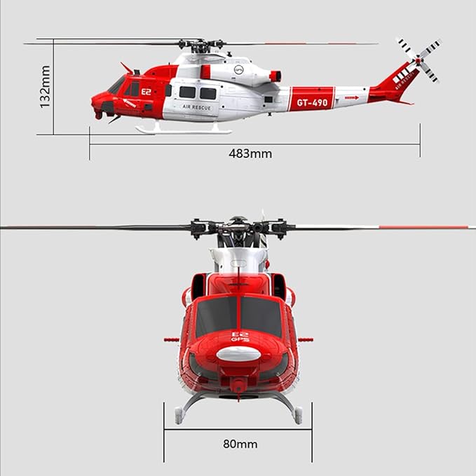 GOOSKY E2 UH-1Y RC Helicopter 2.4G 6CH Dual Brushless Simulation Stunt Aircraft Model with GPS Auto-Stabilization One-Key Return (RTF Version)