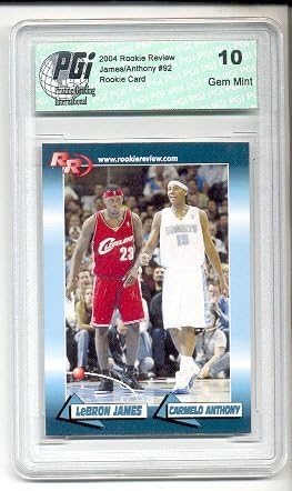 LeBron James &amp Carmelo Anthony 2004 Rookie Review RC card #92 PGI 10