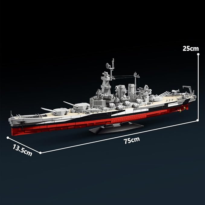 USS North Carolina (BB-55) Battleship Building Kit WW2 US Navy High-Speed Battleship a Toy Gift Warship for Military Enthusiasts and Adults (39106)