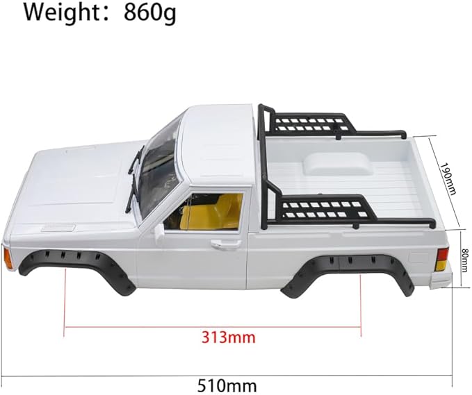 RC Car Hard Body Shell Kit313mm Wheelbase Cherokee Body Car Shell for 1/10 RC Crawler Axial SCX10 &amp SCX10 II 90046 90047 TRX4 Kit (Nardo GrayPickup)