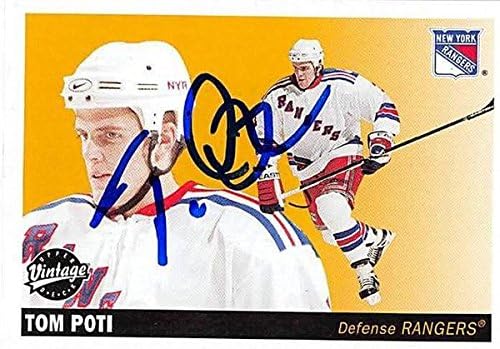 Sports Memorabilia Autograph Warehouse 224134 Tom Poti Autographed Hockey Card - New York Rangers FT 2002 Upper Deck Vintage - No. 164