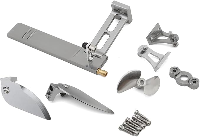 All Metal Boat Upgrade Kit: Arrow UDI005/UDI022 Tylosaurus Brushless RC Boat with Alloy Propeller Tail Rudder Steering Water Jet &amp Waterproof Ring