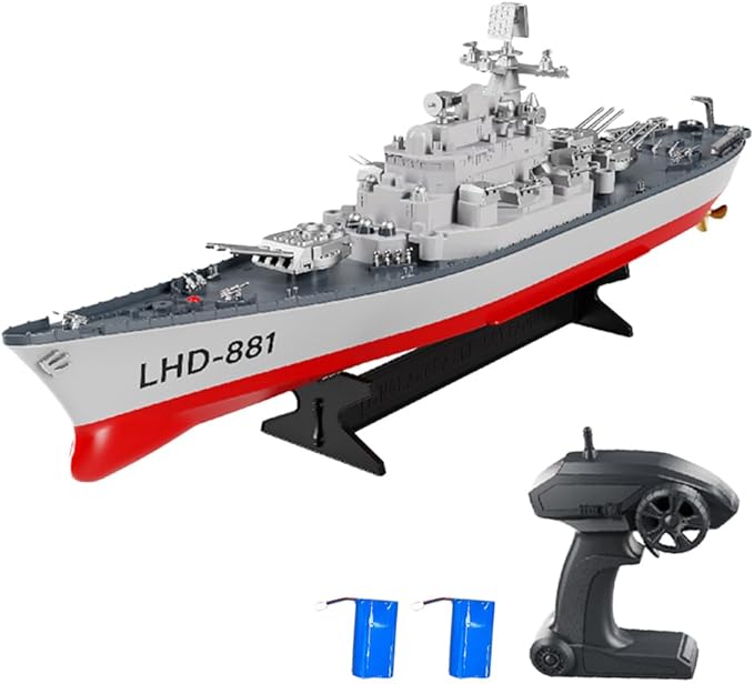 GoolRC Remote Control Warship RC Military Battleship 1:390 Scale Remote Control Boat for Lakes and Rivers 2.4GHz RC Armed Cruiser Boat Model with Low Battery Alarm and 2 Batteries for Adults