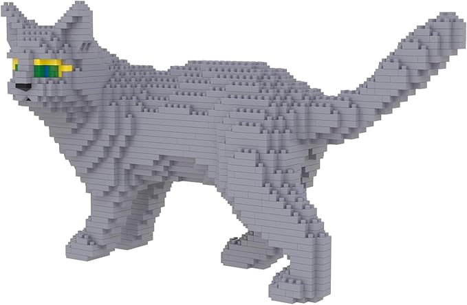 Larcele Cat Micro Building Blocks Animal Set DIY Mini 3D Building Toy Bricks Kit1131 Pieces KLJM-05 (Blue Cat)