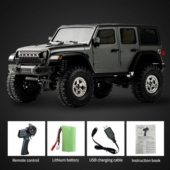 YIKESHU RC Rock Crawler RC Truck 4x4 RC Car Off Road 1/18 Scale Remote Control Truck Realistic 3 Speed Proportional Steering 370 Brushed Motor Upgrade Chassis Led Light Hobby Toy for Adult