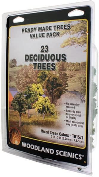Green Deciduous Value Pack Ready Made Trees 2 - 3 Woodland Scenics