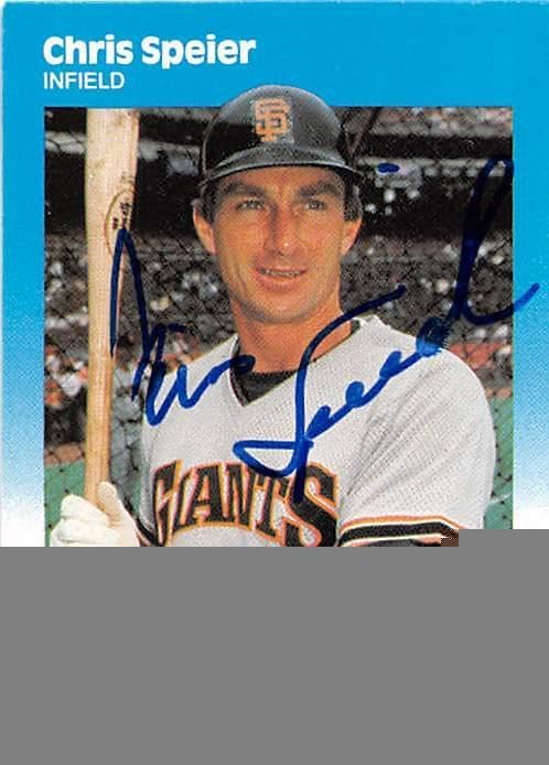 Sports Memorabilia Autograph Warehouse 245729 Chris Speier Autographed Baseball Card - San Francisco Giants 1987 Fleer - No. U112
