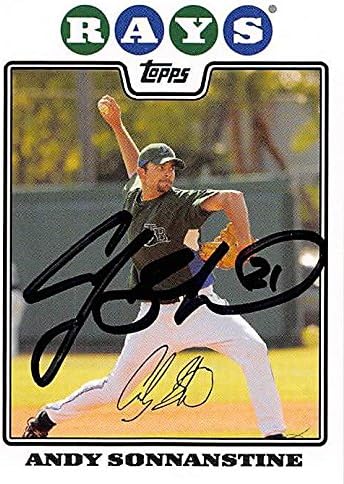 Sports Memorabilia Autograph Warehouse 247731 Andy Sonnanstine Autographed Baseball Card - Tampa Rays 2008 Topps - No. 166