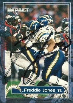 Freddie Jones Autographed Football Card (San Diego Chargers) 2000 Skybox Impact No.103