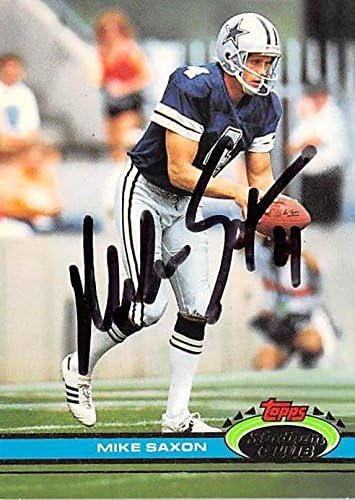 Sports Memorabilia Autograph Warehouse 302307 1991 Mike Saxon Autographed No.456 Football Card - Dallas Cowboys