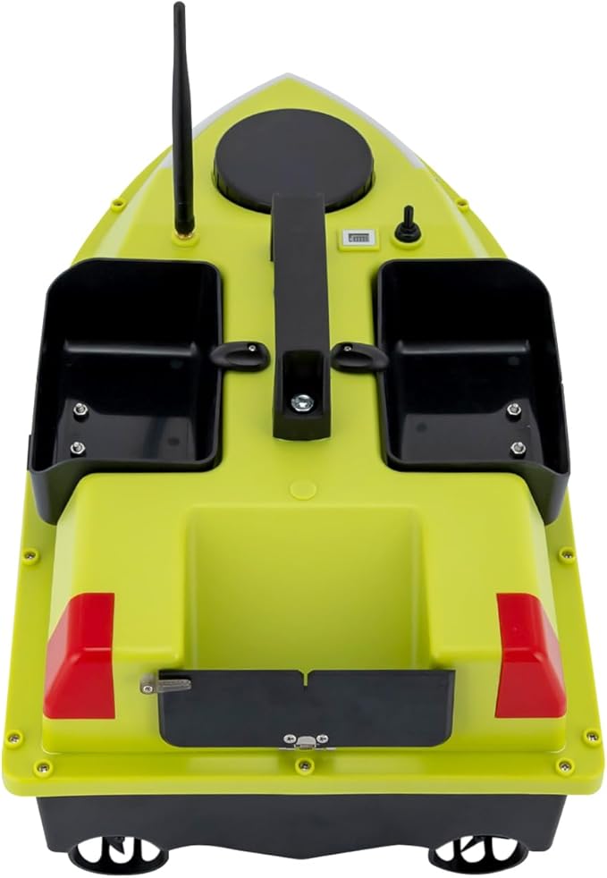 RC Bait Boat 600m/1968ft Long-Distance Control Surf Fishing Bait Boat 4.4LBS Loading Capacity with Dual 5200mAh Battery and LCD for Lake/Ocean Angling Auto Navigation (Green with light strip)