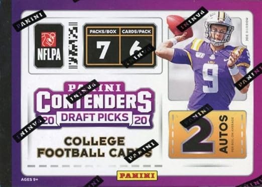 2020 Panini Contenders Draft Pick Football EXCLUSIVE Factory Sealed Retail Box with TWO(2) AUTOGRAPHS! Look for ROOKIES &amp AUTOS of Joe Burrow Tua Tagovailoa Justin Herbert &amp Many More!
